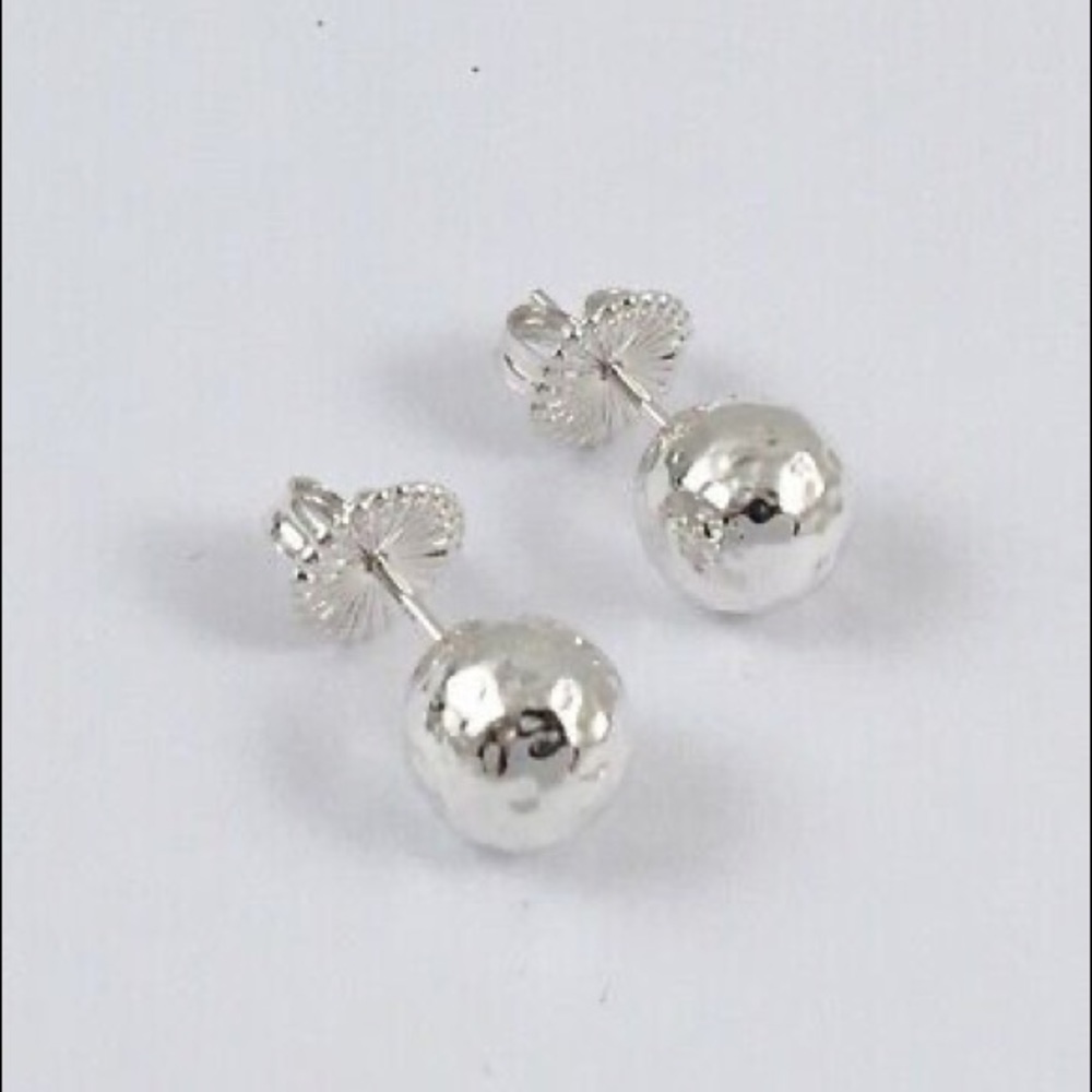 JAI Sterling Silver 10mm Hammered Ball Earrings